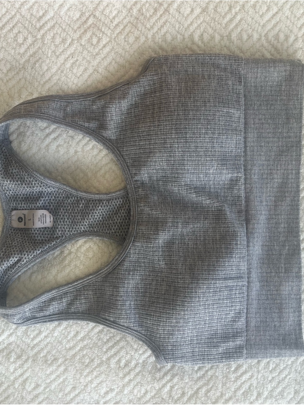 Gray Ribbed Racerback Sports Bra Top